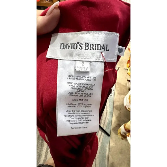 David's‎ Bridal Women's 2 Red/Cherry One Shoulder Short Dress w/ Illusion Neck - Picture 6 of 7